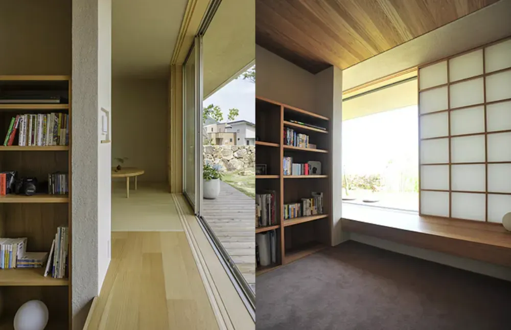 雨端と石垣のある家